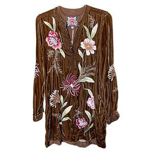 Johnny Was Meriah Relaxed Trapunto Tunic Long Sleeve Floral Golden Hour Top New